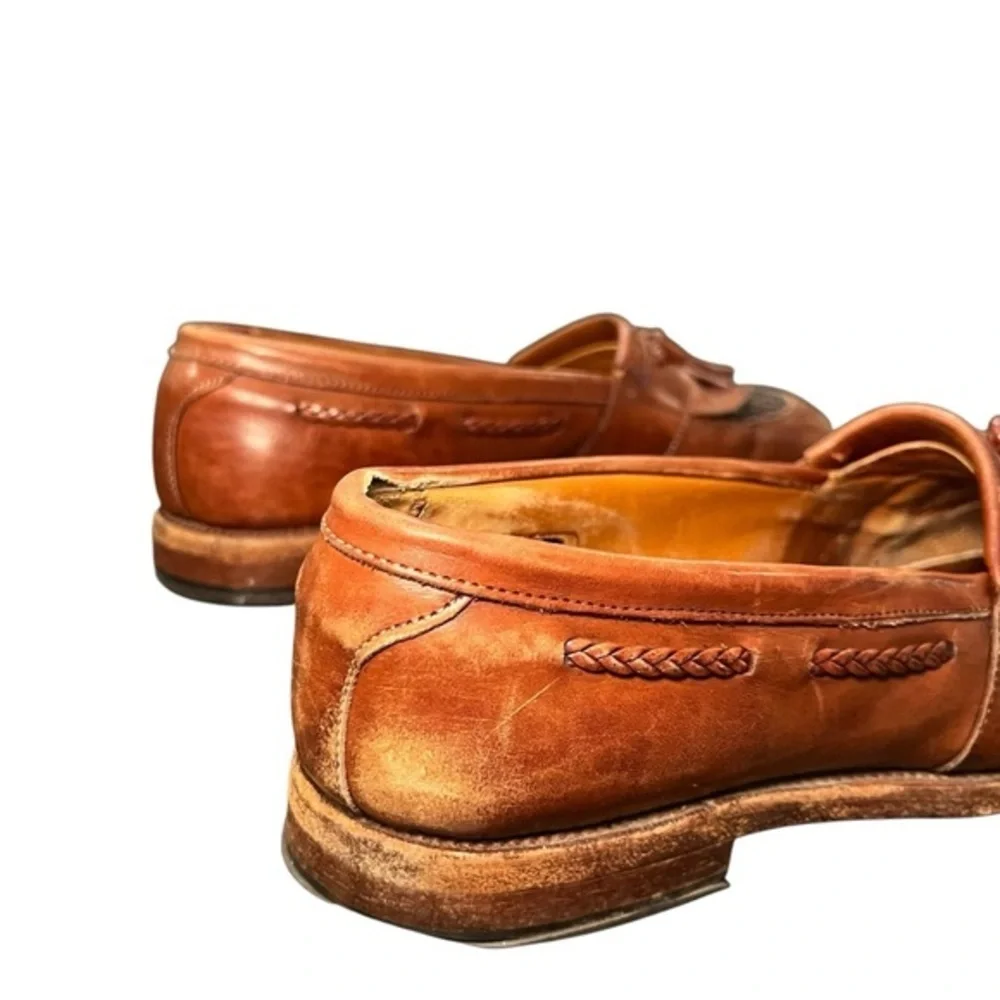 Allen Edmonds Cody Slip On Loafer Tassel Shoes Woven Leather Brown Size 9D 1849